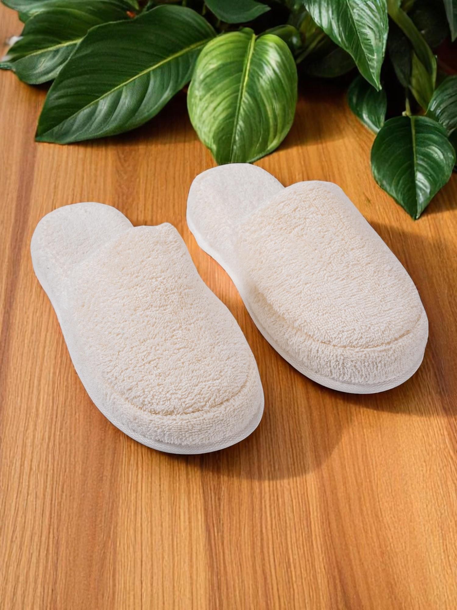 CottonVerse Banyo Ve Ev Terliği – %100 Pamuk Havlu Kaymaz Kalın Taban , Yüksek Su Emicilik Ekru - Ender Home