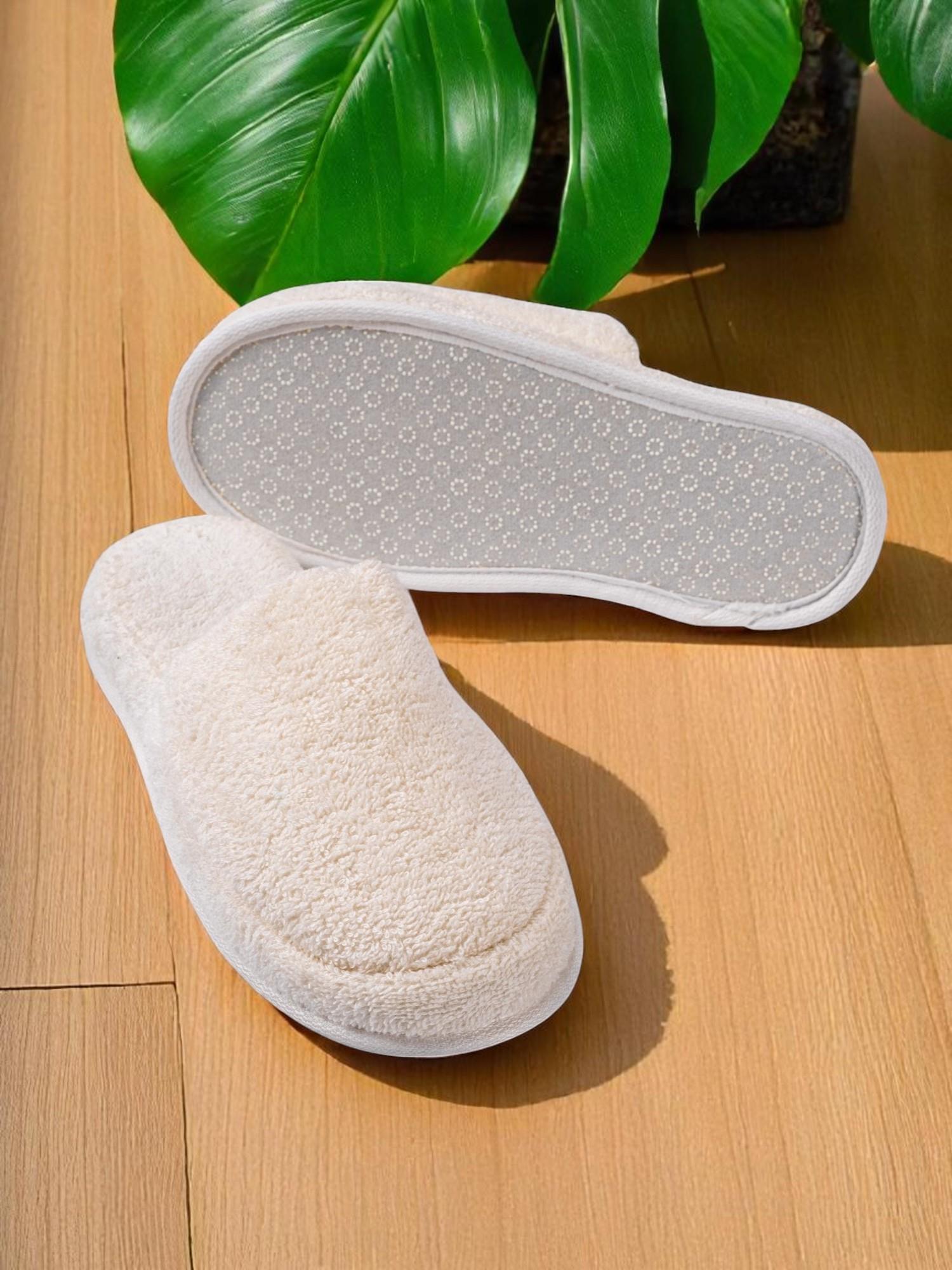 CottonVerse Banyo Ve Ev Terliği – %100 Pamuk Havlu Kaymaz Kalın Taban , Yüksek Su Emicilik Ekru - Ender Home