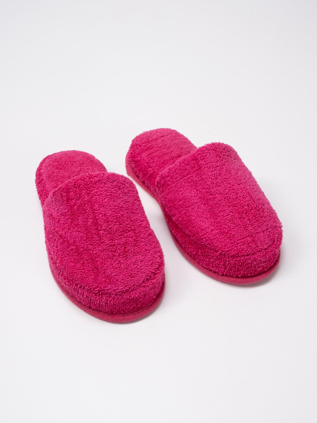 CottonVerse Banyo Ve Ev Terliği – %100 Pamuk Havlu Kaymaz Kalın Taban , Yüksek Su Emicilik Fuşya - Ender Home