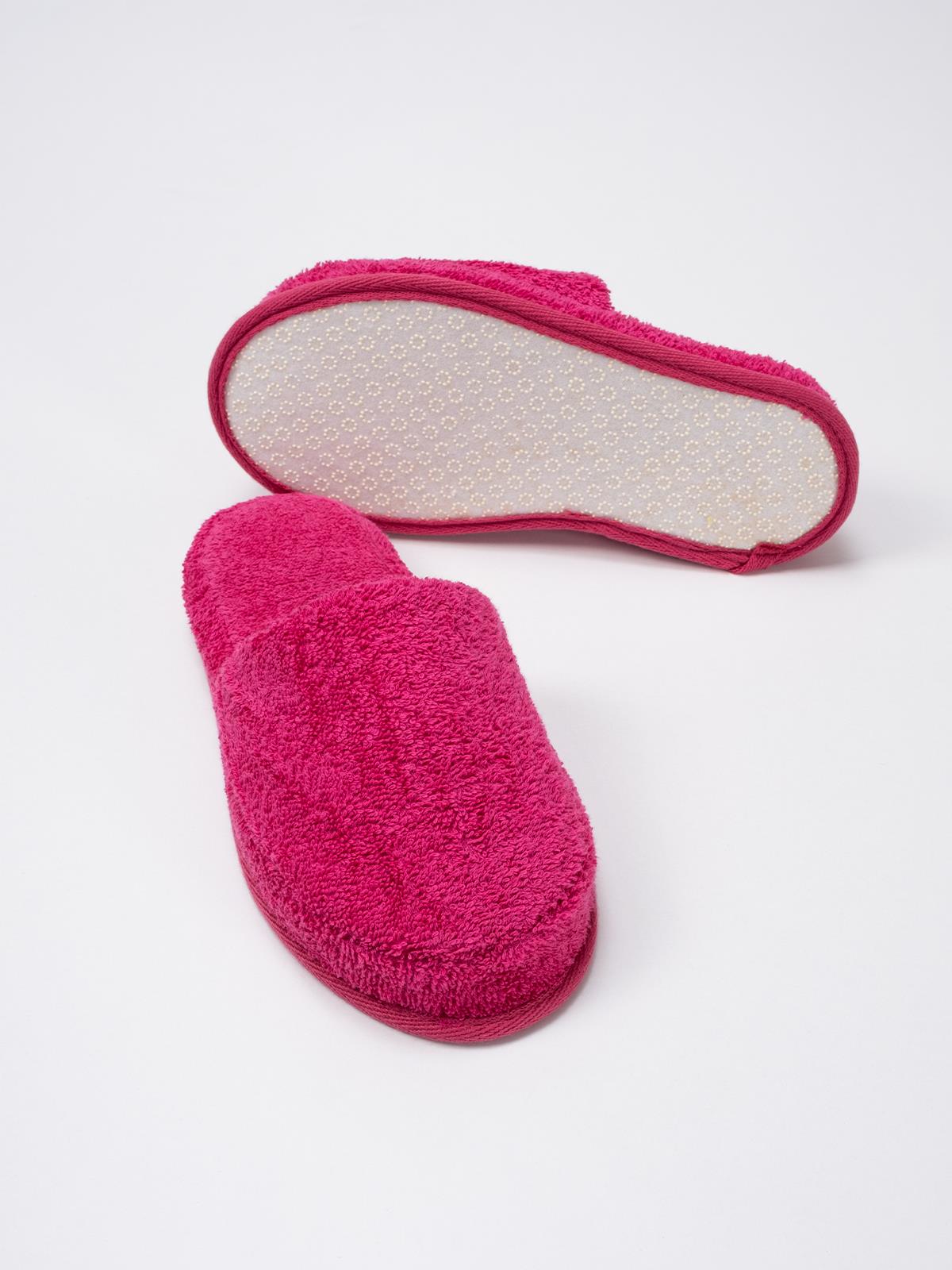 CottonVerse Banyo Ve Ev Terliği – %100 Pamuk Havlu Kaymaz Kalın Taban , Yüksek Su Emicilik Fuşya - Ender Home