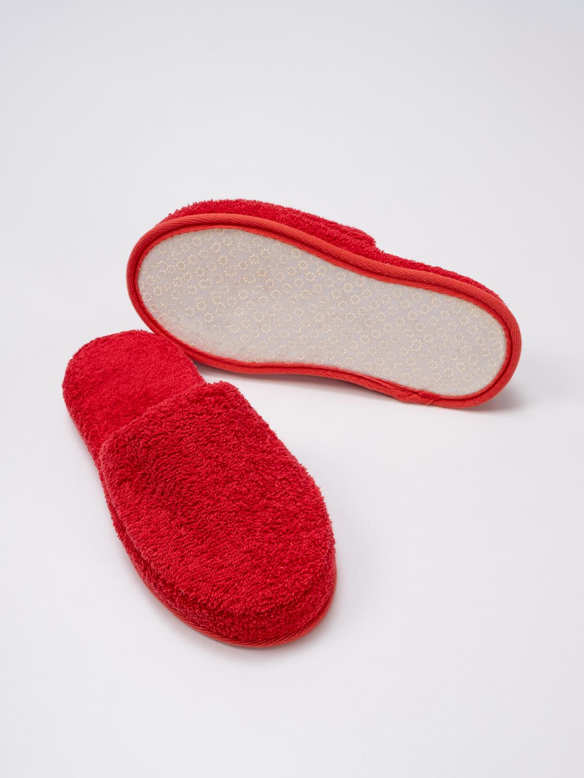 CottonVerse Banyo Ve Ev Terliği – %100 Pamuk Havlu Kaymaz Kalın Taban , Yüksek Su Emicilik Kırmızı - Ender Home