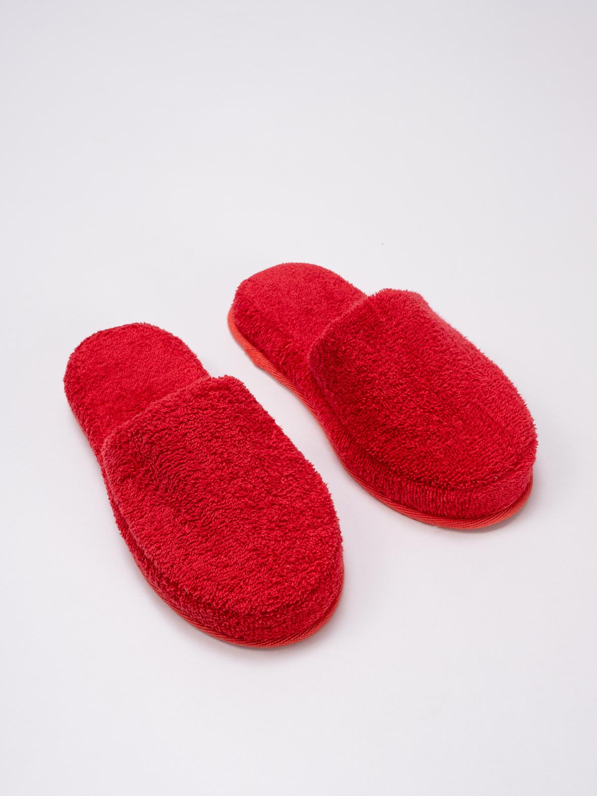 CottonVerse Banyo Ve Ev Terliği – %100 Pamuk Havlu Kaymaz Kalın Taban , Yüksek Su Emicilik Kırmızı - Ender Home