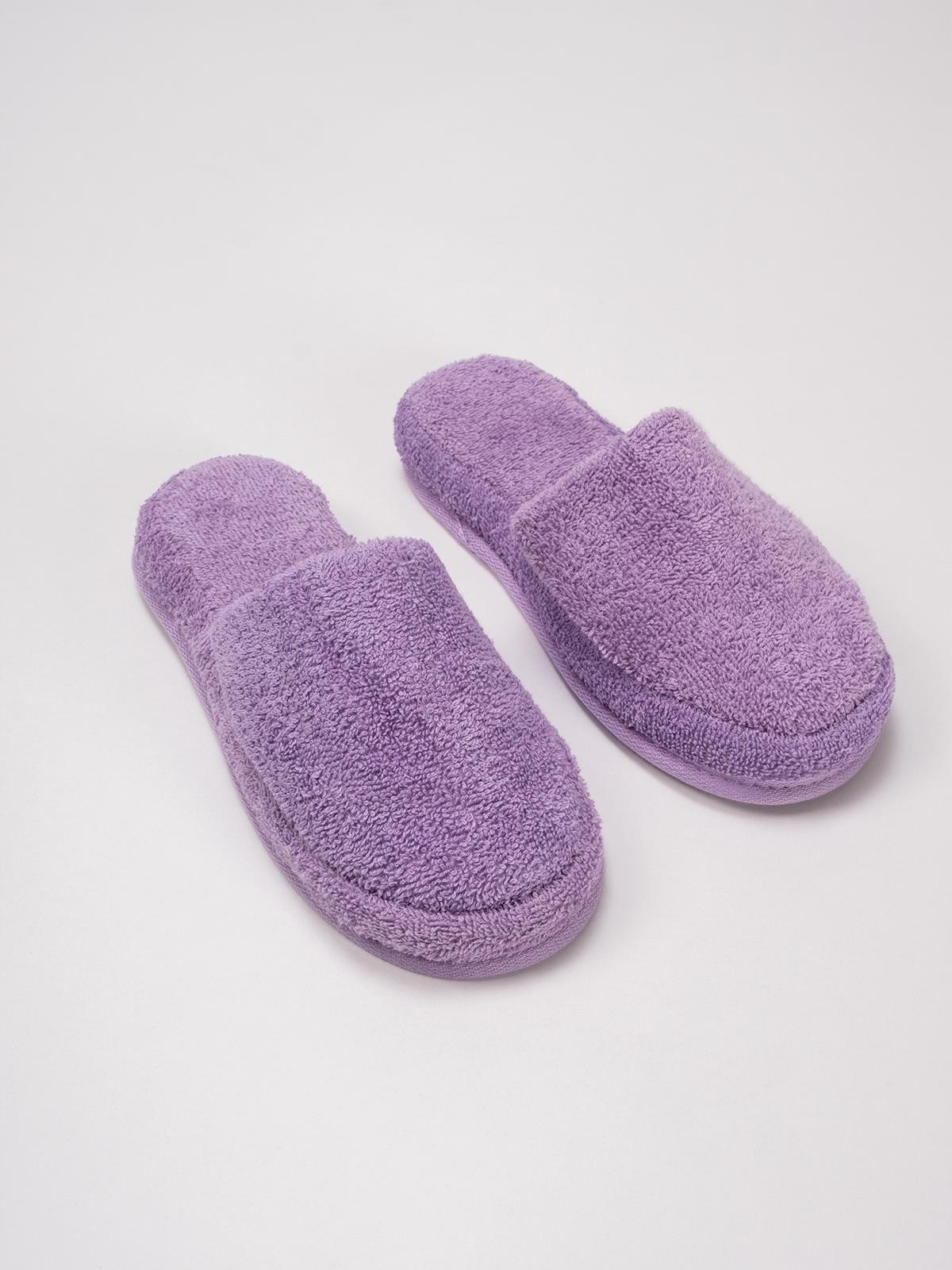 CottonVerse Banyo Ve Ev Terliği – %100 Pamuk Havlu Kaymaz Kalın Taban , Yüksek Su Emicilik Lila - Ender Home