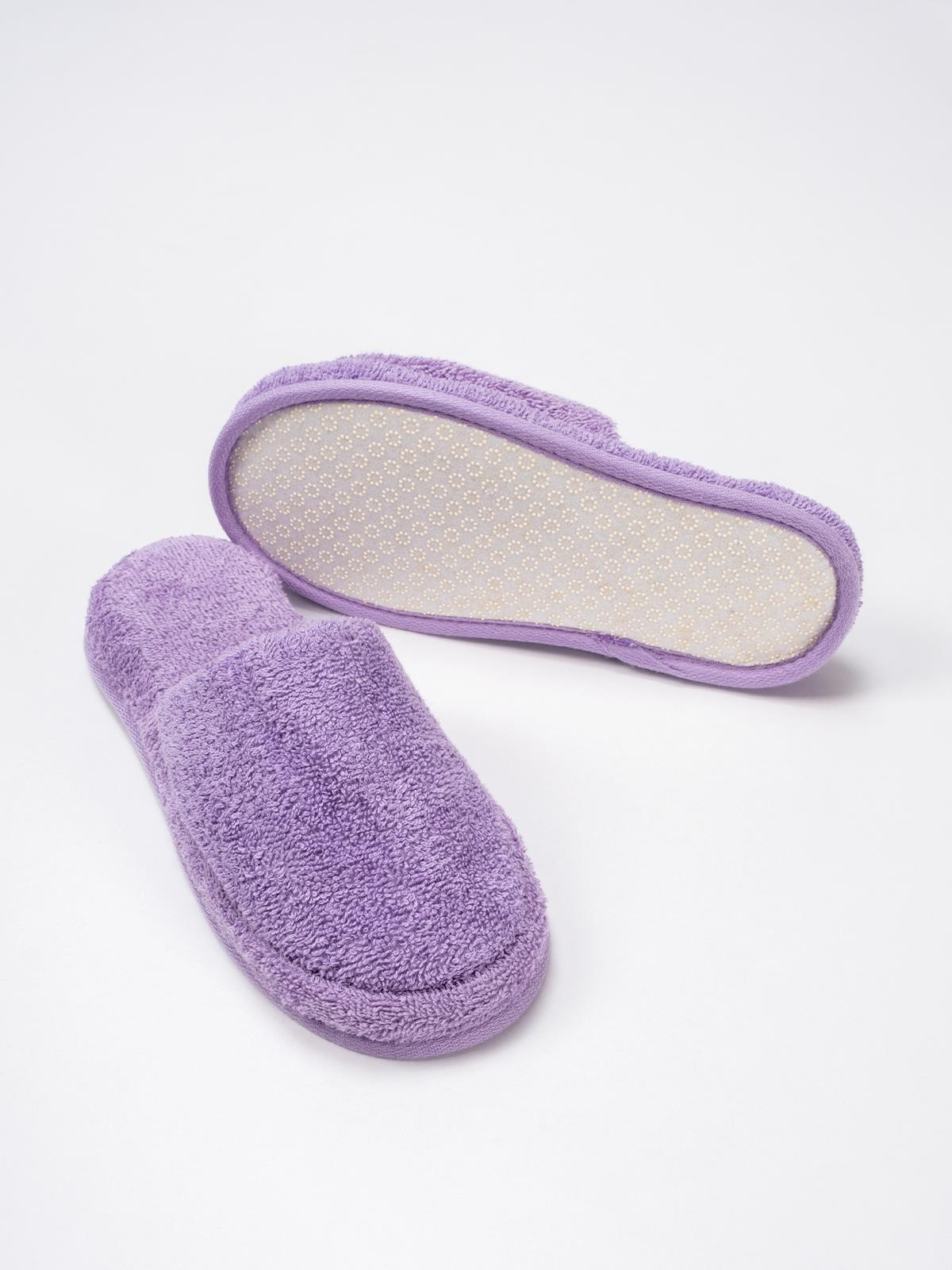 CottonVerse Banyo Ve Ev Terliği – %100 Pamuk Havlu Kaymaz Kalın Taban , Yüksek Su Emicilik Lila - Ender Home