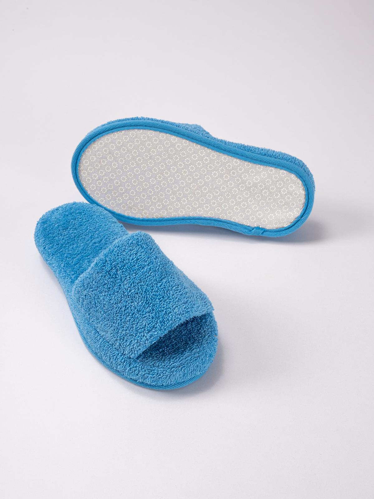 CottonVerse Banyo Ve Ev Terliği – %100 Pamuk Havlu Kaymaz Kalın Taban Mavi - Ender Home