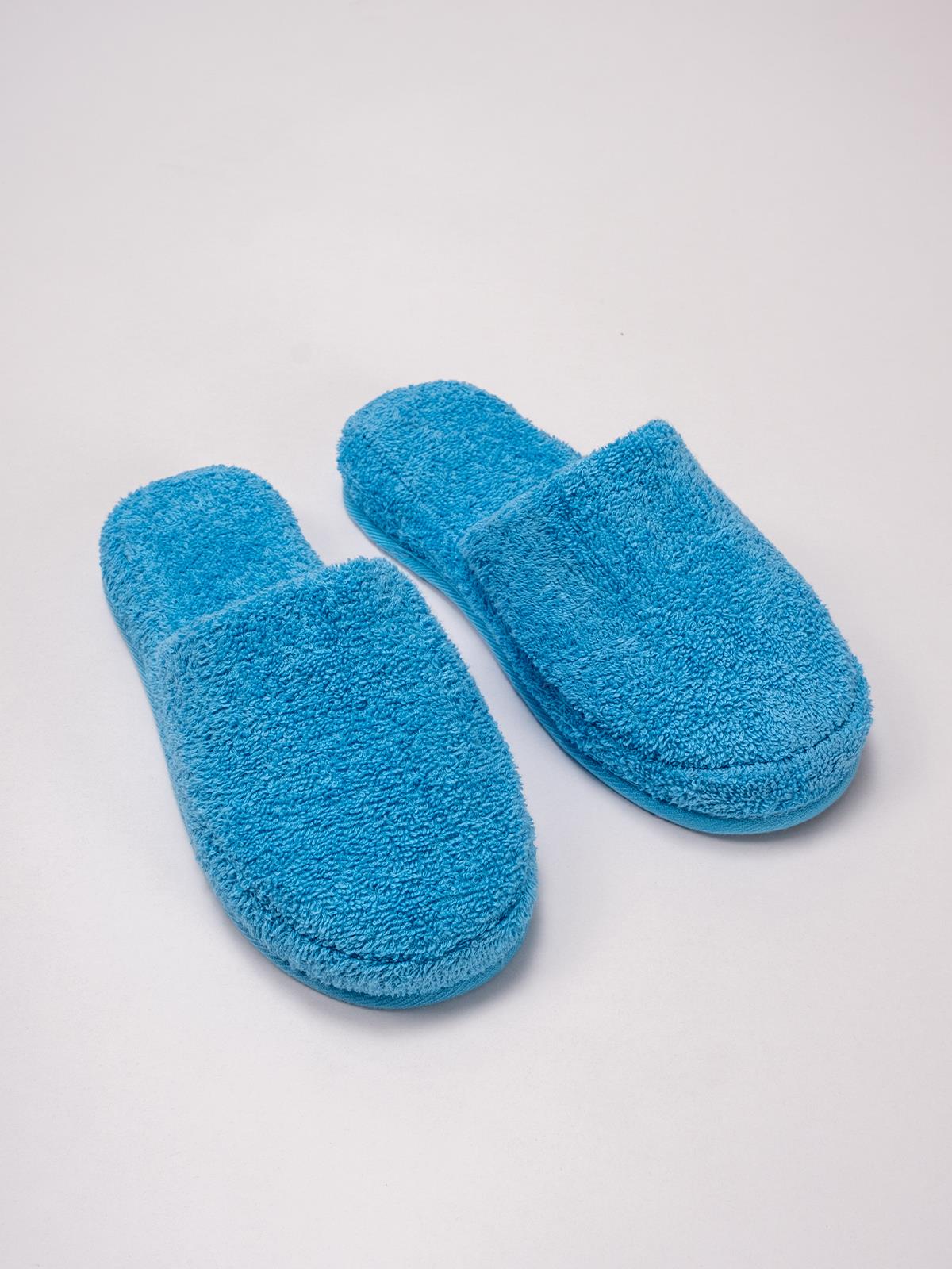 CottonVerse Banyo Ve Ev Terliği – %100 Pamuk Havlu Kaymaz Kalın Taban , Yüksek Su Emicilik Mavi - Ender Home