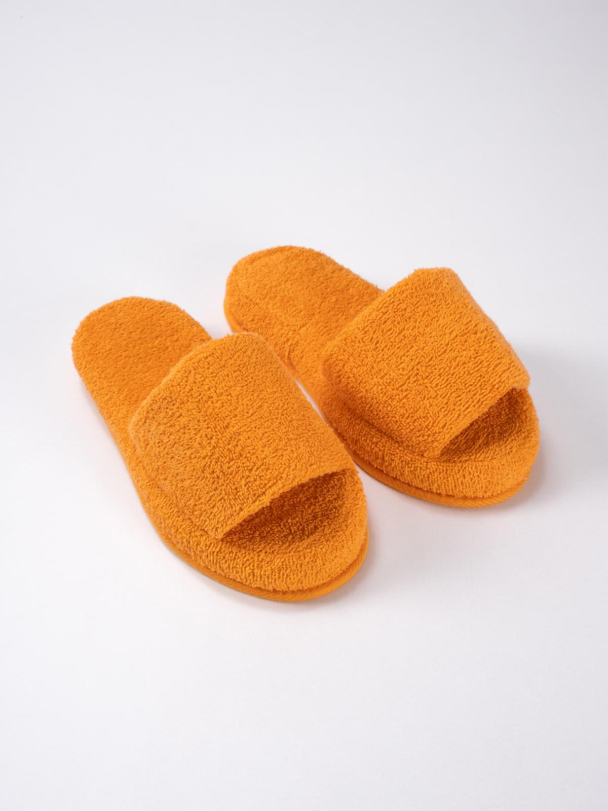 CottonVerse Banyo Ve Ev Terliği – %100 Pamuk Havlu Kaymaz Kalın Taban Oranj - Ender Home