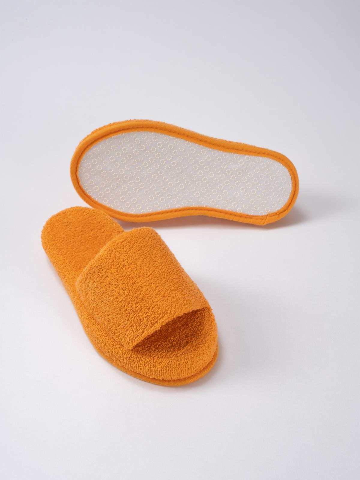 CottonVerse Banyo Ve Ev Terliği – %100 Pamuk Havlu Kaymaz Kalın Taban Oranj - Ender Home