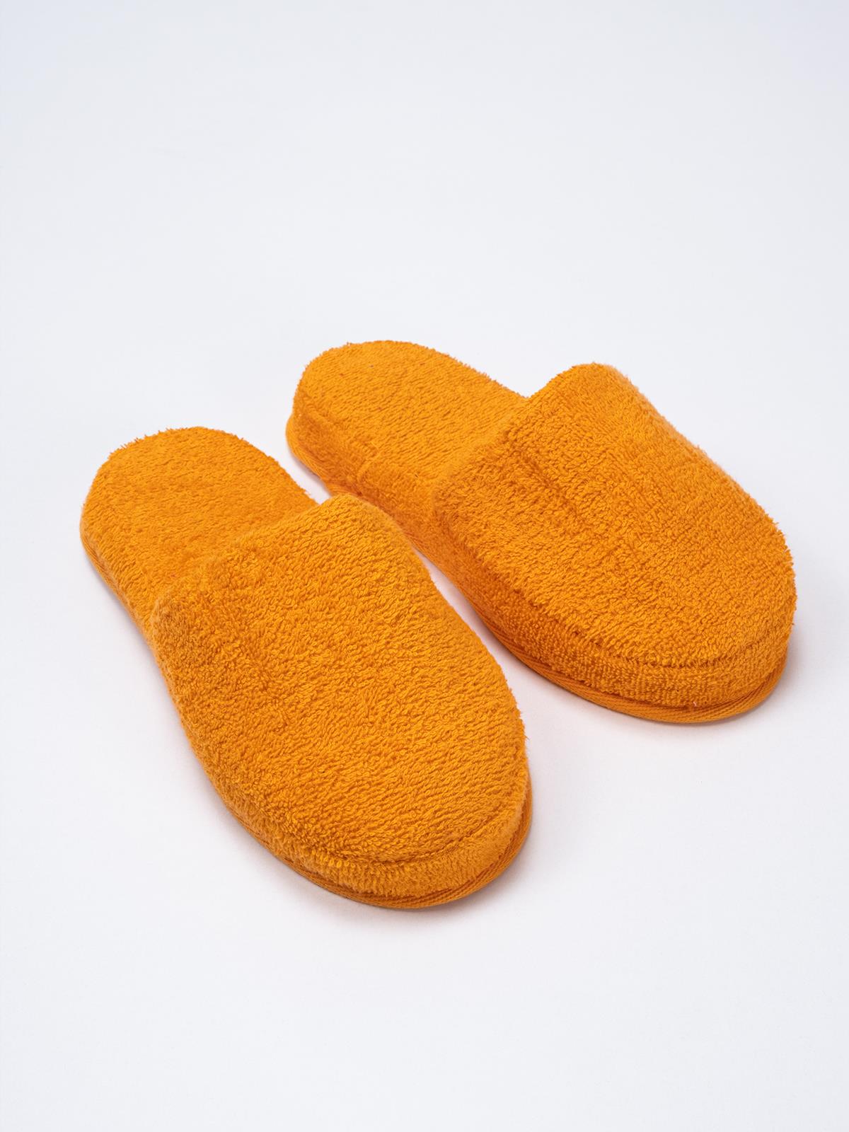 CottonVerse Banyo Ve Ev Terliği – %100 Pamuk Havlu Kaymaz Kalın Taban , Yüksek Su Emicilik Oranj - Ender Home