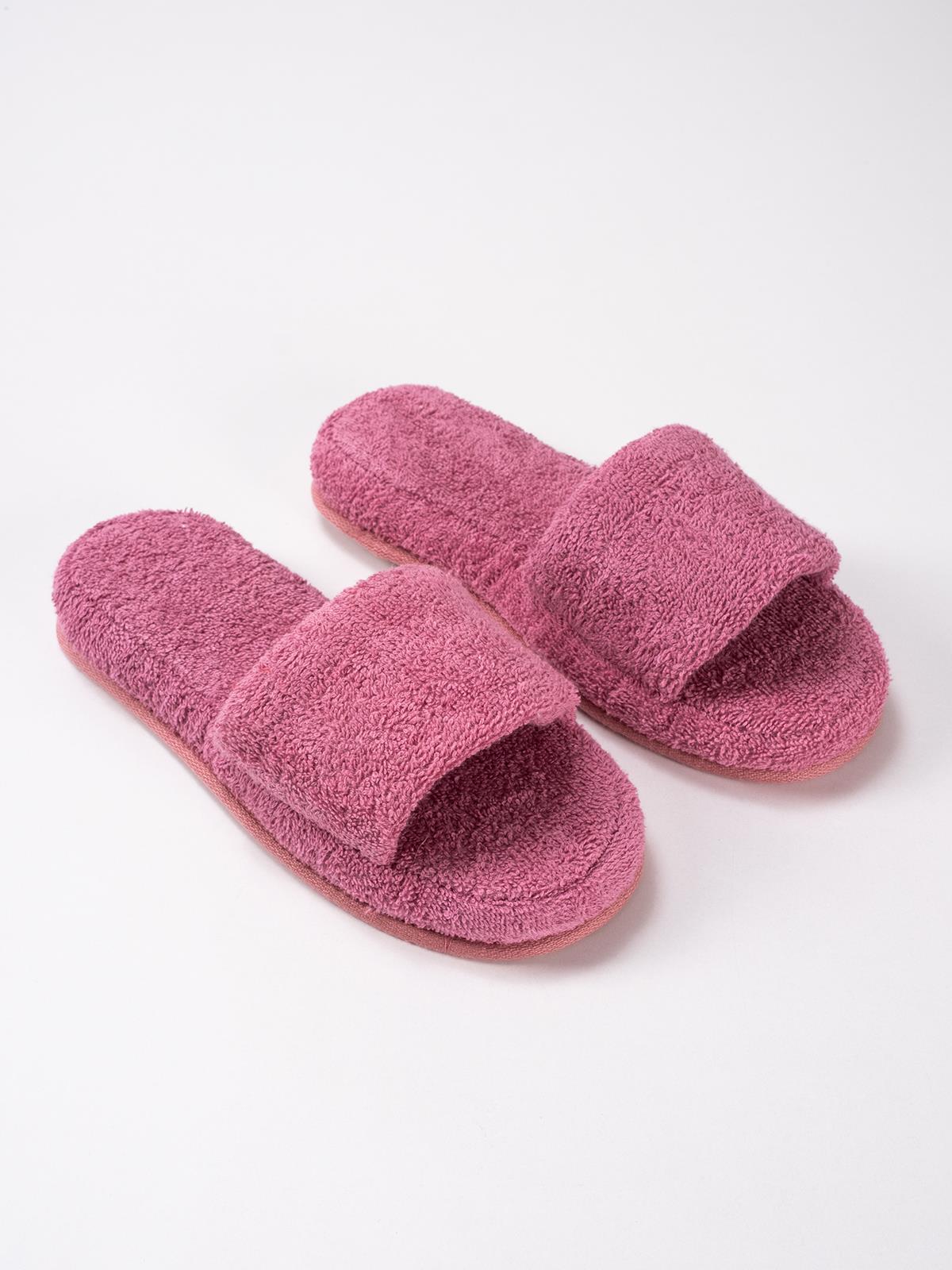 CottonVerse Banyo Ve Ev Terliği – %100 Pamuk Havlu Kaymaz Kalın Taban Pembe - Ender Home