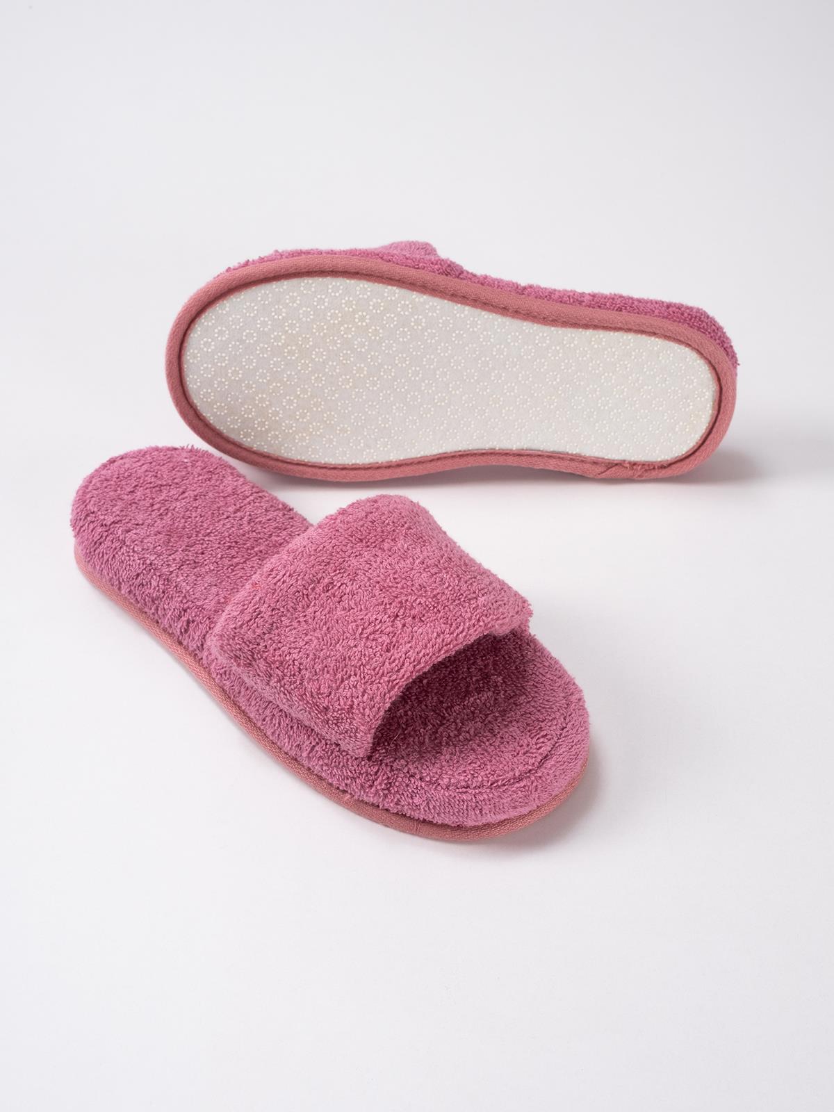 CottonVerse Banyo Ve Ev Terliği – %100 Pamuk Havlu Kaymaz Kalın Taban Pembe - Ender Home