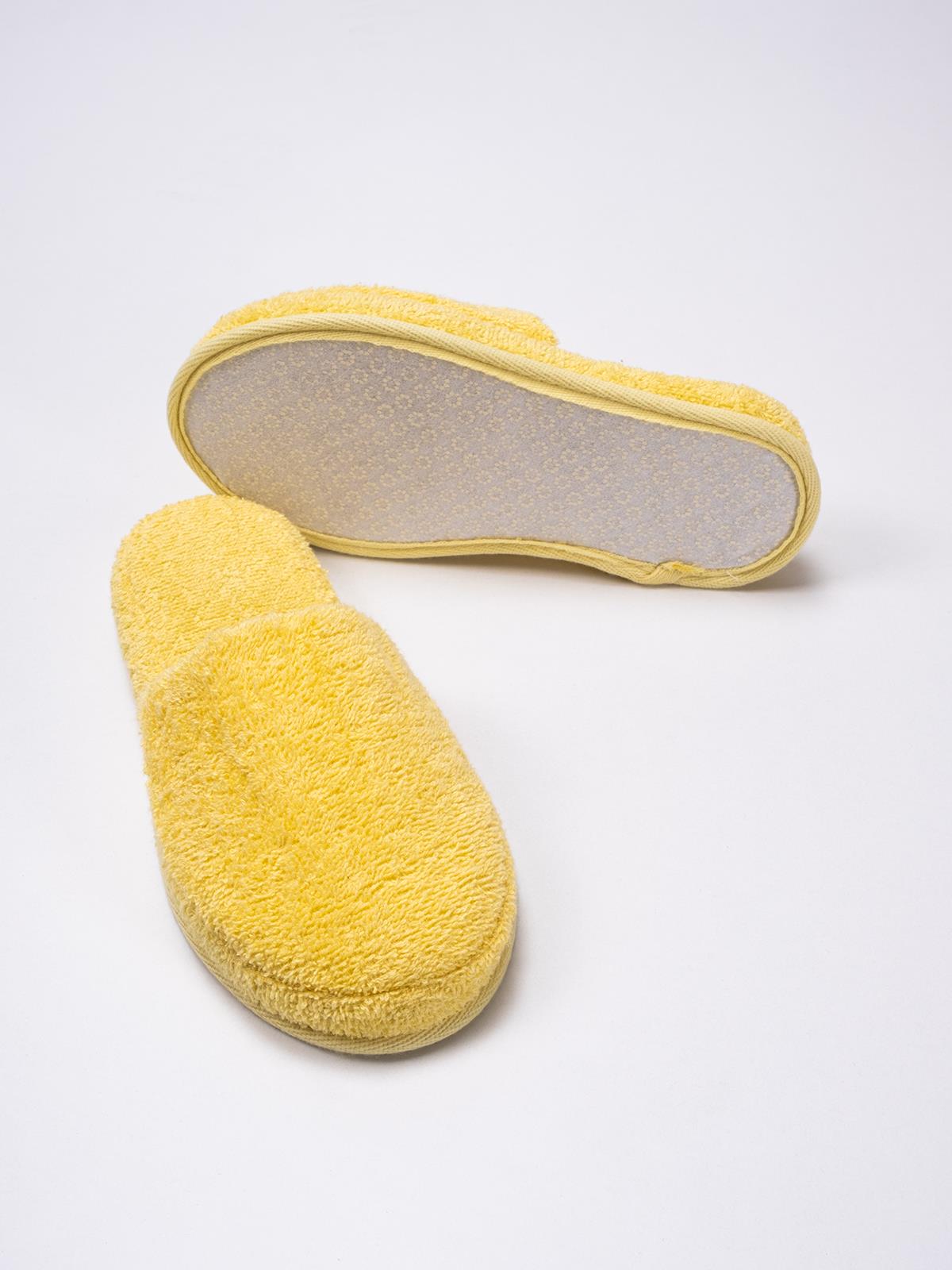 CottonVerse Banyo Ve Ev Terliği – %100 Pamuk Havlu Kaymaz Kalın Taban , Yüksek Su Emicilik Sarı - Ender Home