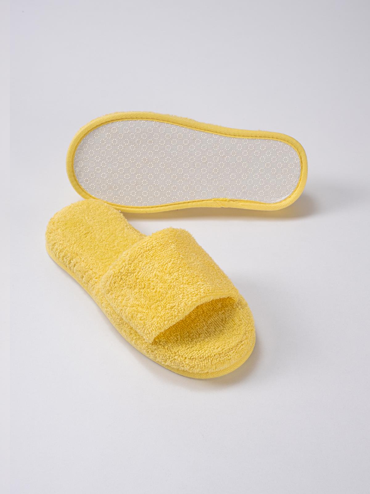 CottonVerse Banyo Ve Ev Terliği – %100 Pamuk Havlu Kaymaz Kalın Taban Sarı - Ender Home