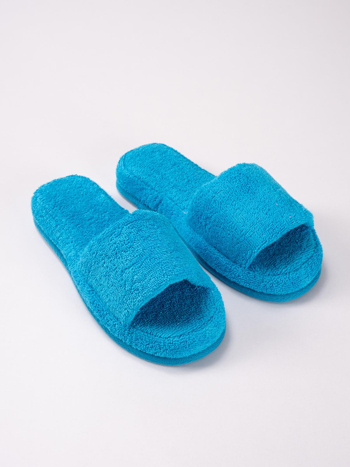 CottonVerse Banyo Ve Ev Terliği – %100 Pamuk Havlu Kaymaz Kalın Taban Turkuaz - Ender Home