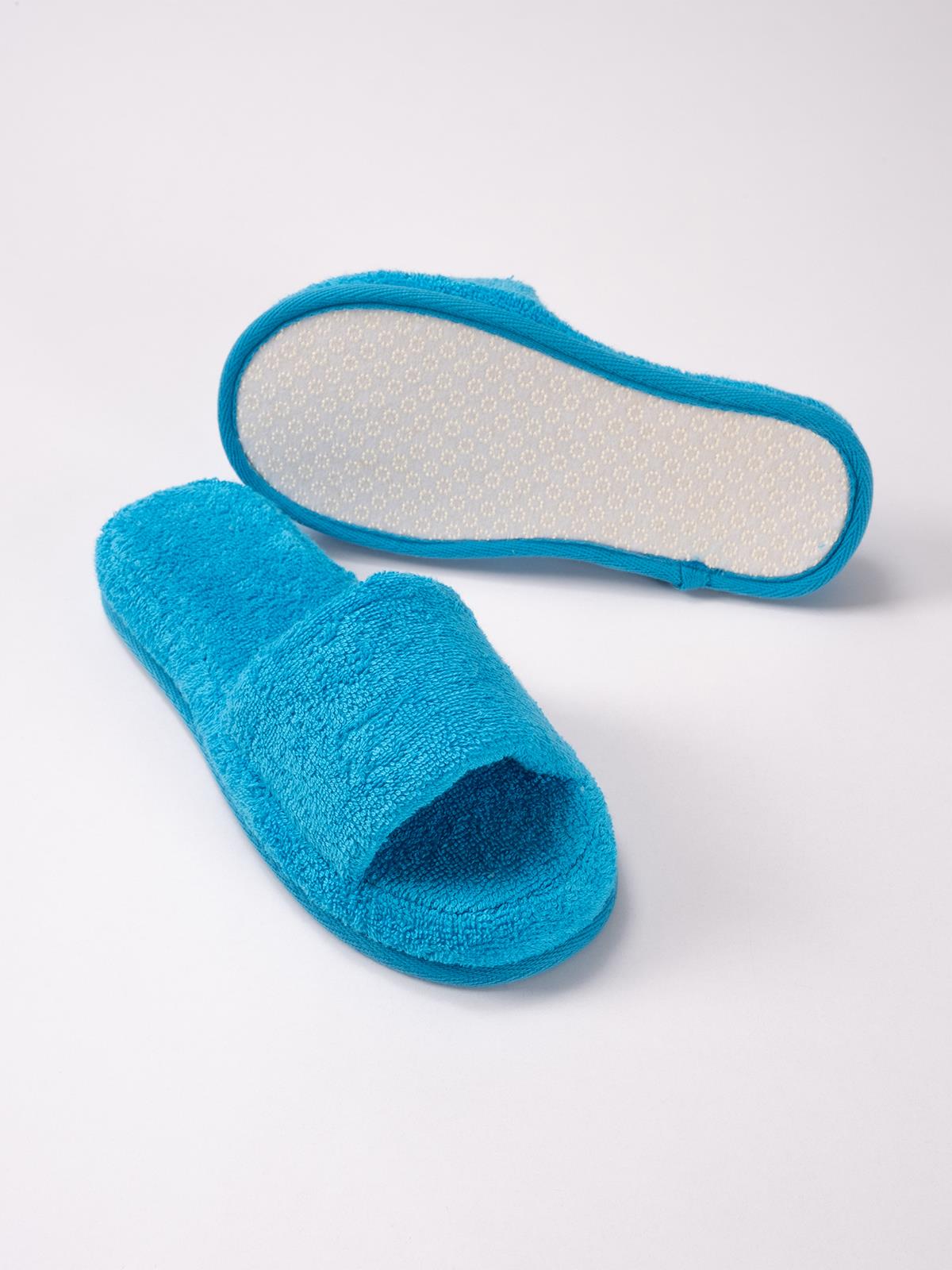 CottonVerse Banyo Ve Ev Terliği – %100 Pamuk Havlu Kaymaz Kalın Taban Turkuaz - Ender Home