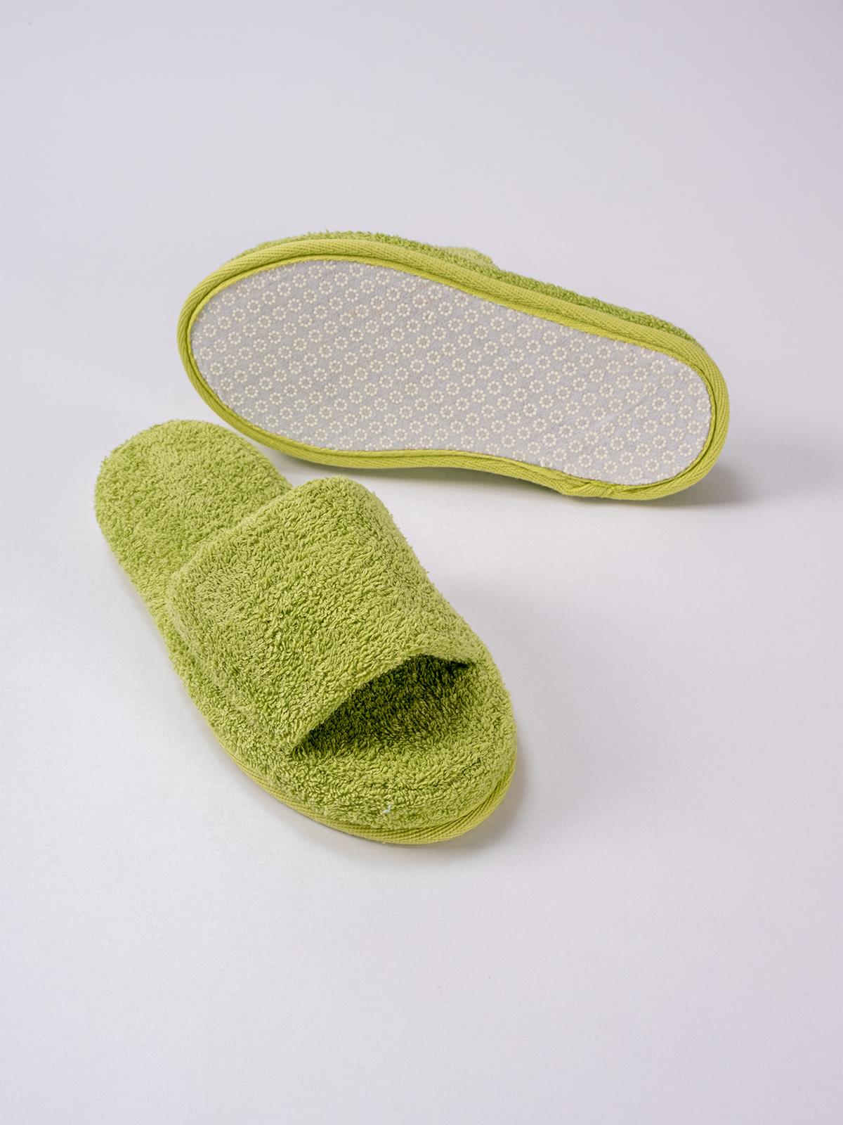 CottonVerse Banyo Ve Ev Terliği – %100 Pamuk Havlu Kaymaz Kalın Taban Yeşil - Ender Home