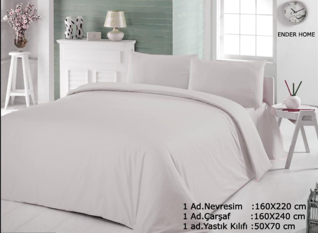 CottonVerse Çift Kişilik Ranforce Nevresim Seti - 200 x 220 cm Bej - Ender Home