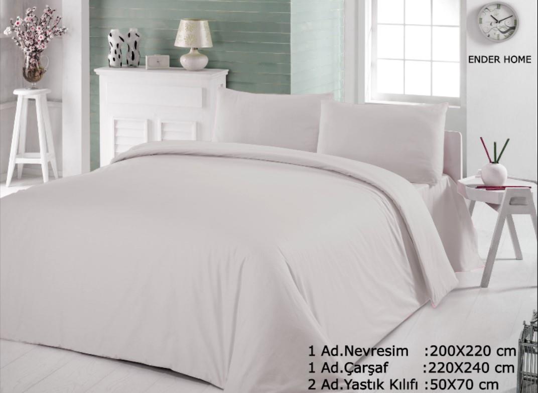 CottonVerse Çift Kişilik Ranforce Nevresim Seti - 200 x 220 cm Bej - Ender Home