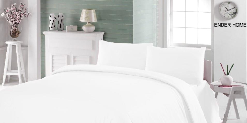 CottonVerse Çift Kişilik Ranforce Nevresim Seti - 200 x 220 cm Beyaz - Ender Home