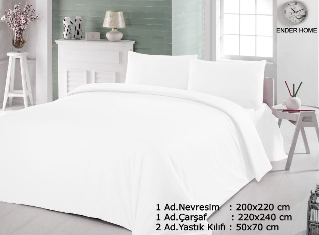 CottonVerse Çift Kişilik Ranforce Nevresim Seti - 200 x 220 cm Beyaz - Ender Home