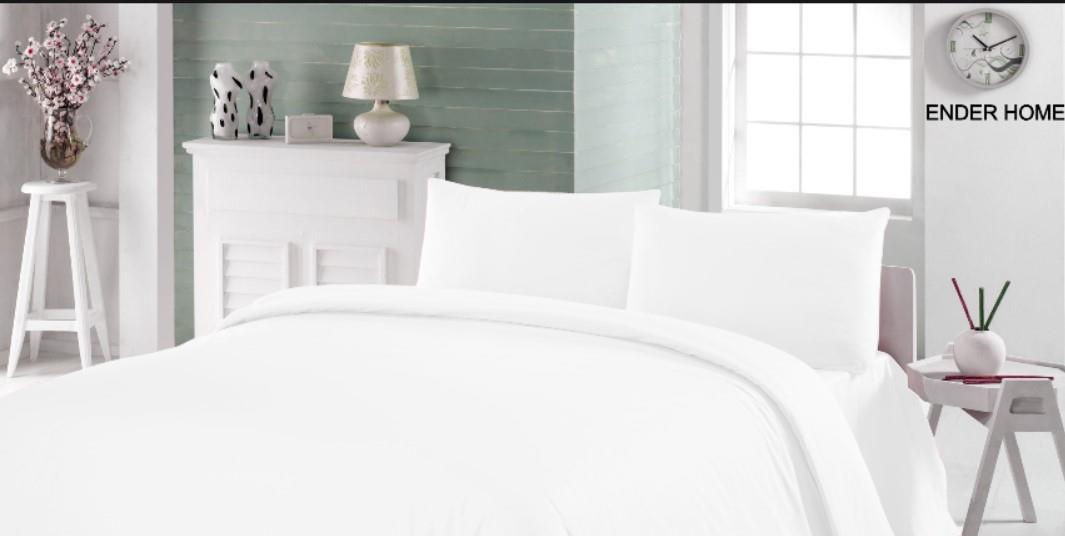 CottonVerse Çift Kişilik Ranforce Nevresim Seti - 200 x 220 cm Beyaz - Ender Home