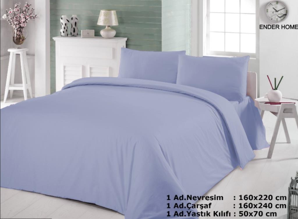 CottonVerse Çift Kişilik Ranforce Nevresim Seti - 200 x 220 cm Mavi - Ender Home