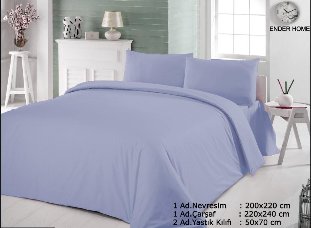 CottonVerse Çift Kişilik Ranforce Nevresim Seti - 200 x 220 cm Mavi - Ender Home