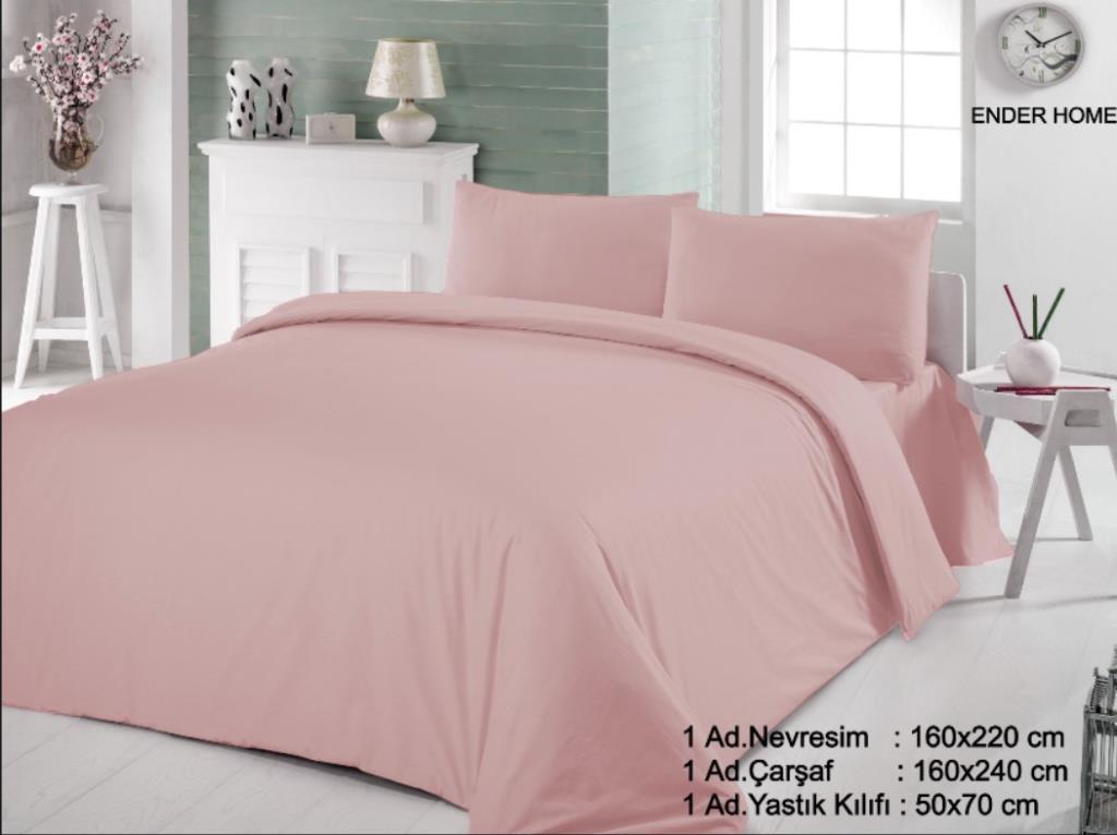 CottonVerse Çift Kişilik Ranforce Nevresim Seti - 200 x 220 cm Pembe - Ender Home