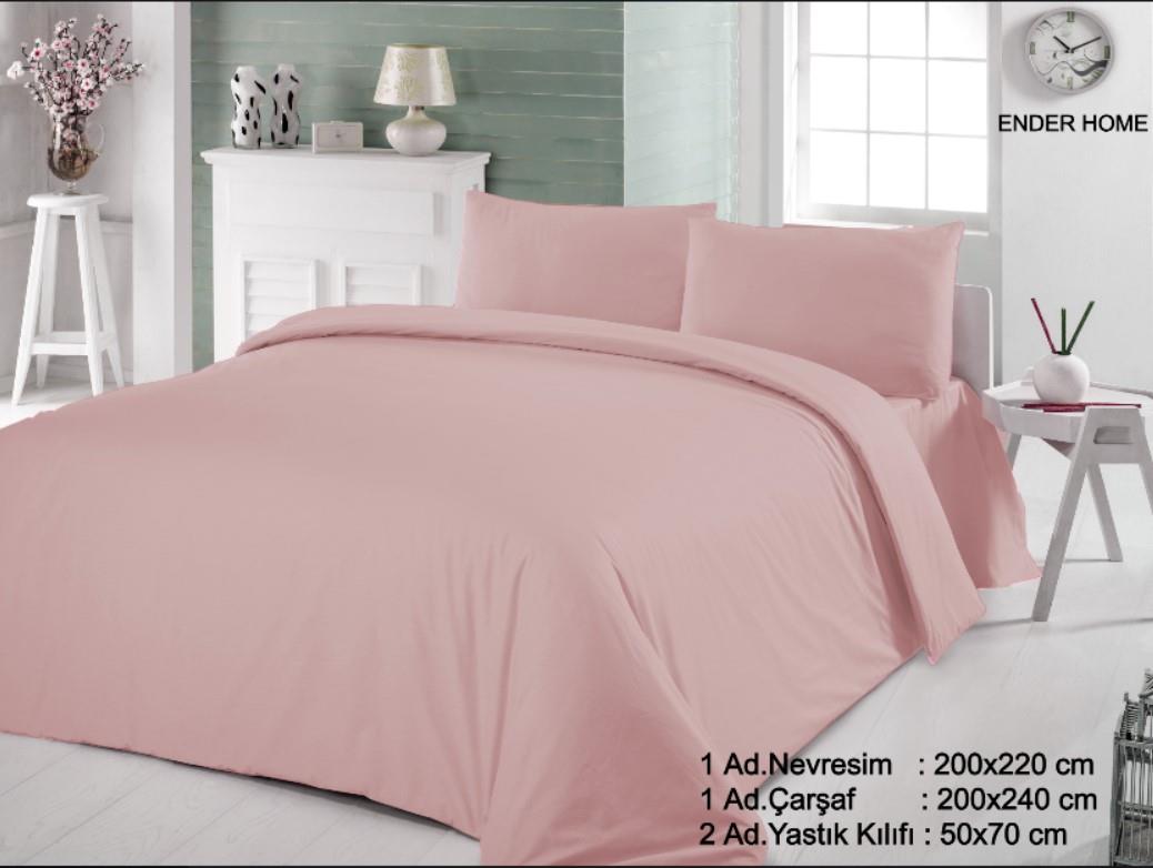 CottonVerse Çift Kişilik Ranforce Nevresim Seti - 200 x 220 cm Pembe - Ender Home