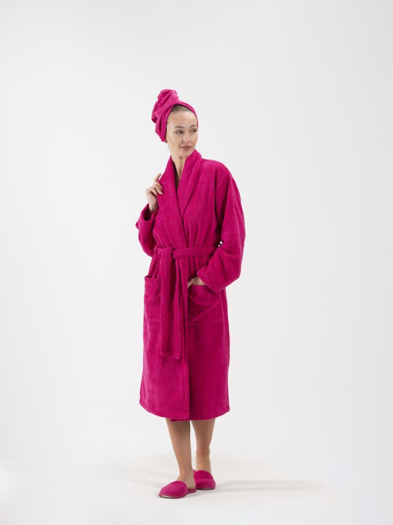 CottonVerse Düğmeli %100 Pamuk Saç Kurulama Bonesi Fuşya - Ender Home