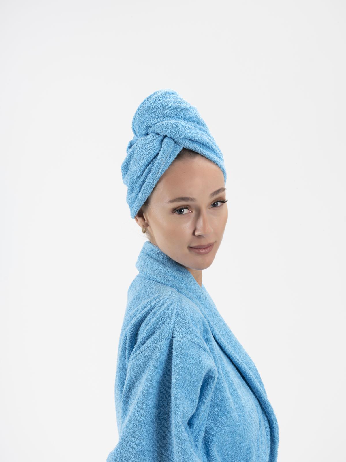 CottonVerse Düğmeli %100 Pamuk Saç Kurulama Bonesi Mavi - Ender Home