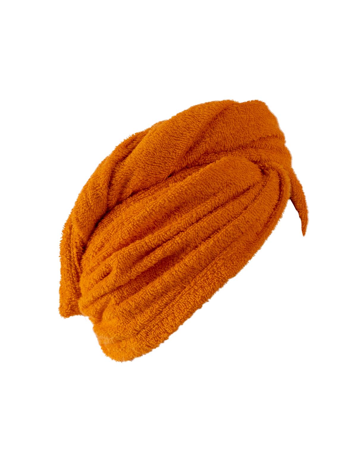 CottonVerse Düğmeli %100 Pamuk Saç Kurulama Bonesi Turuncu - Ender Home