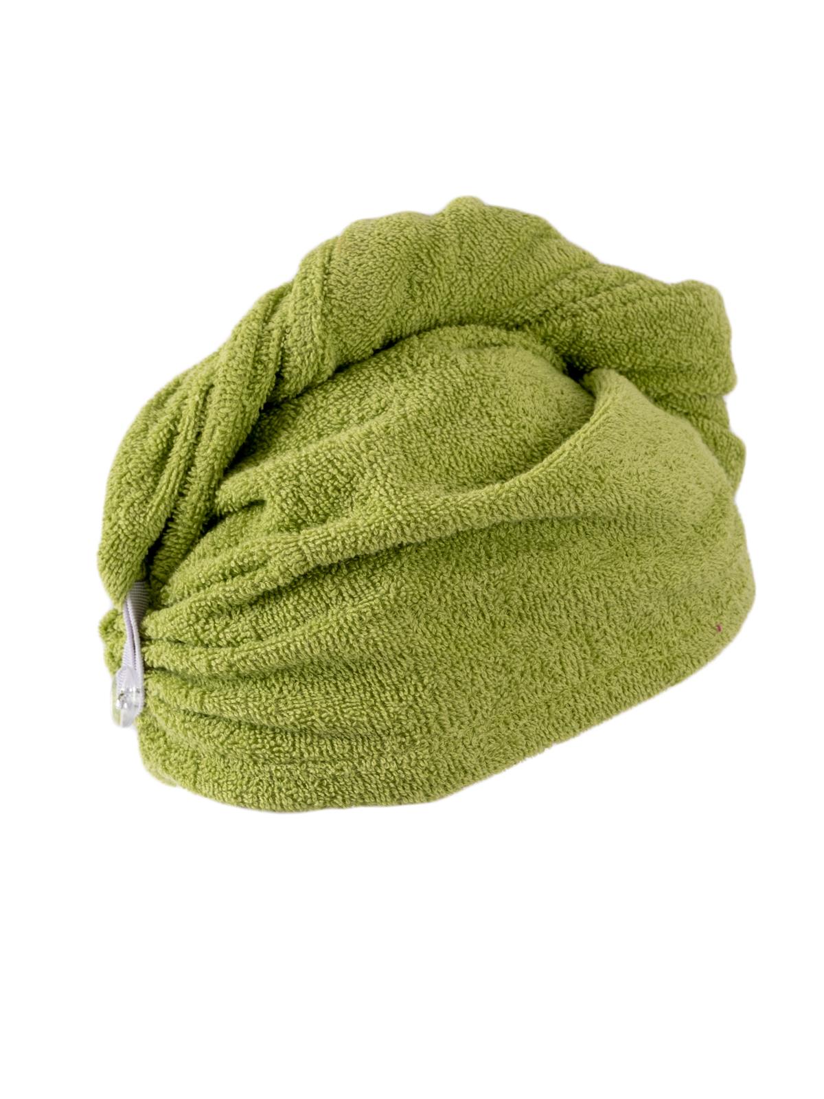 CottonVerse Düğmeli %100 Pamuk Saç Kurulama Bonesi Yeşil - Ender Home