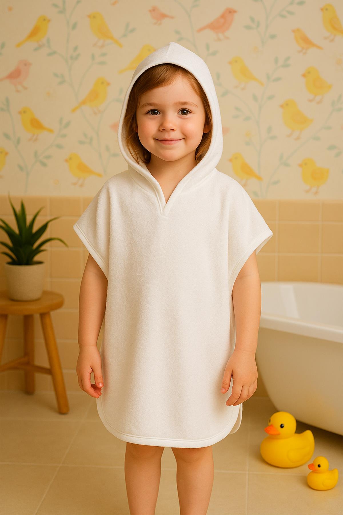 CottonVerse Havlu Panço – %100 Pamuk Kapüşonlu Beyaz - Ender Home