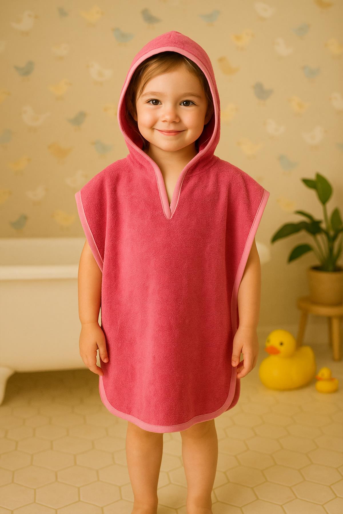 CottonVerse Havlu Panço – %100 Pamuk Kapüşonlu Fuşya - Ender Home