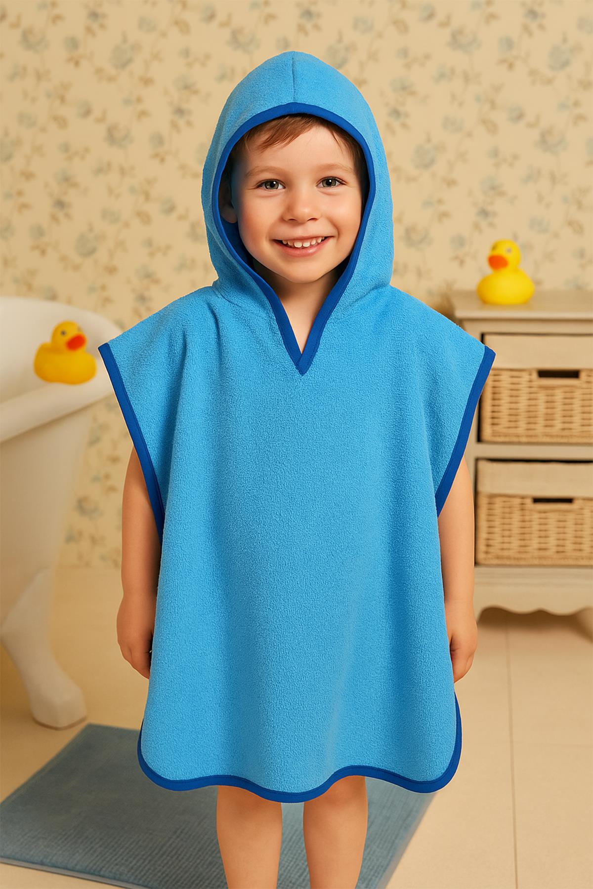 CottonVerse Havlu Panço – %100 Pamuk Kapüşonlu Mavi - Ender Home