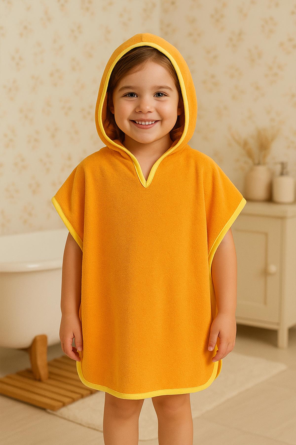 CottonVerse Havlu Panço – %100 Pamuk Kapüşonlu Oranj - Ender Home