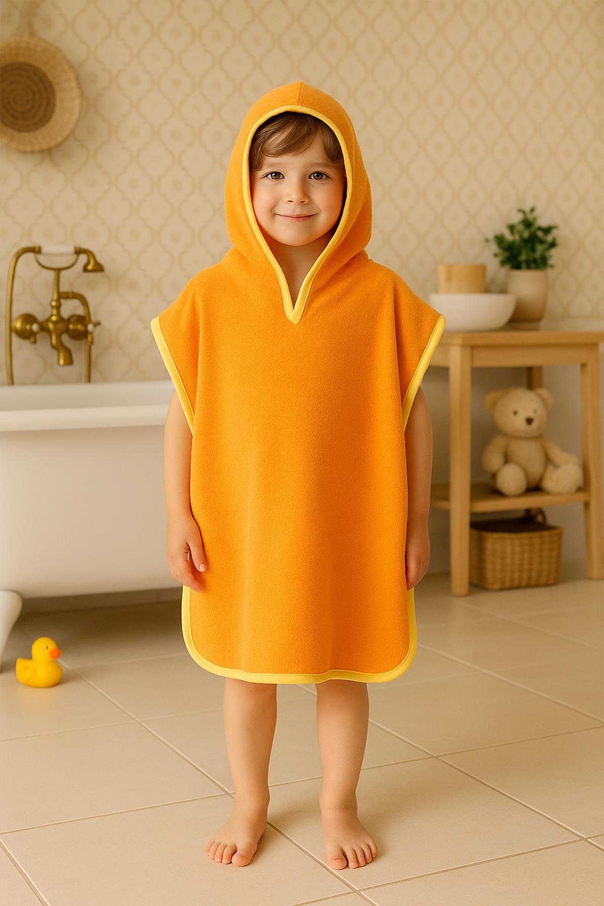 CottonVerse Havlu Panço – %100 Pamuk Kapüşonlu Oranj - Ender Home