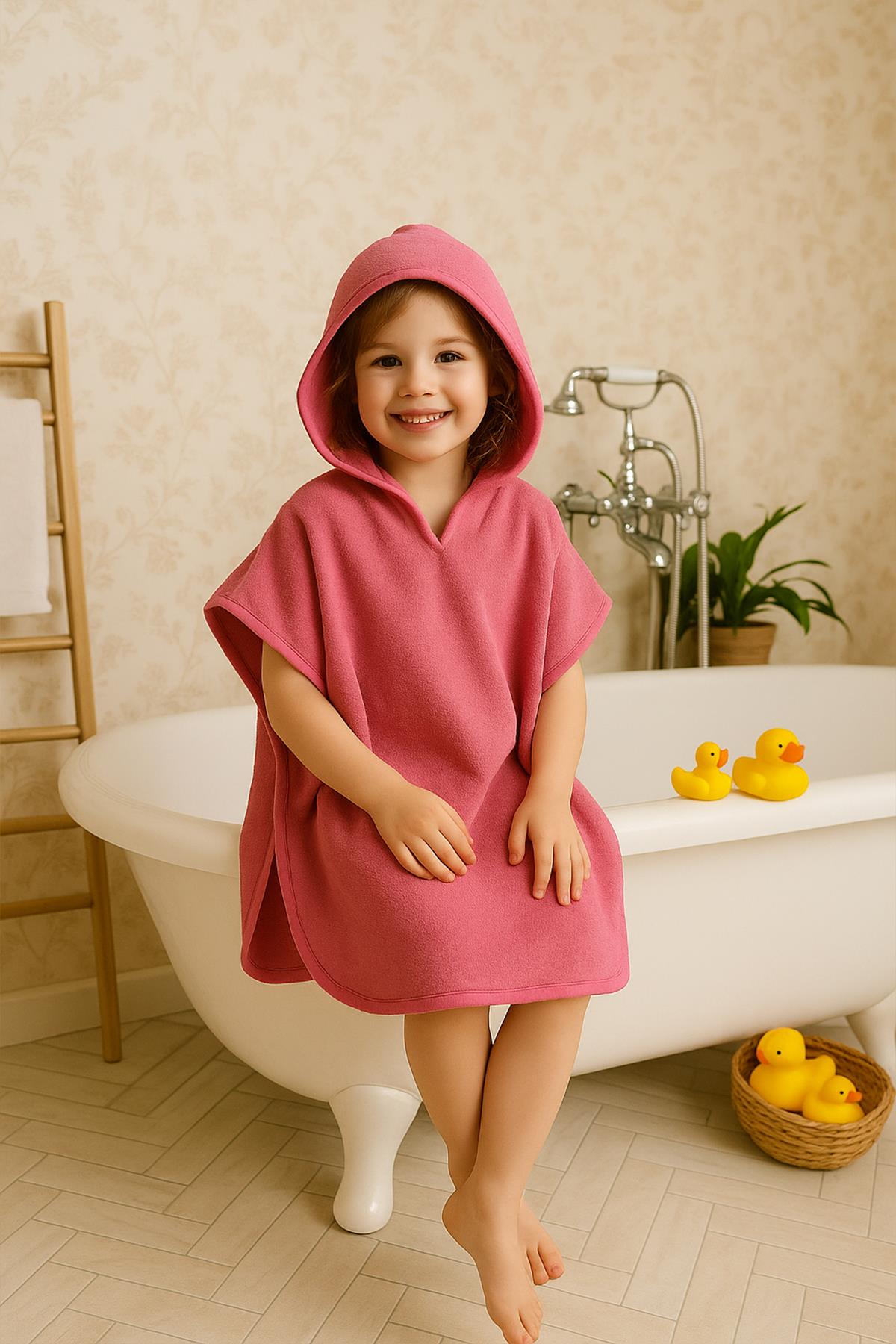 CottonVerse Havlu Panço – %100 Pamuk Kapüşonlu Pembe - Ender Home