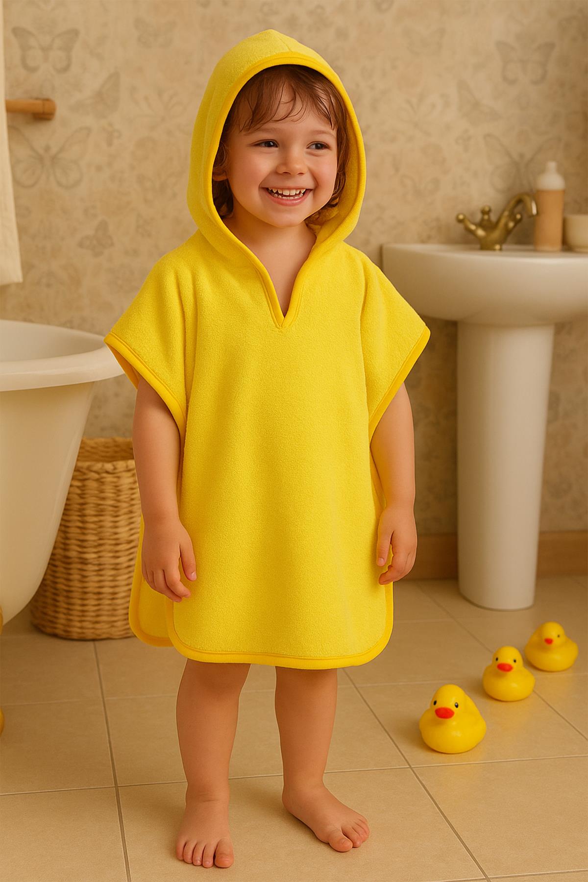 CottonVerse Havlu Panço – %100 Pamuk Kapüşonlu Sarı - Ender Home
