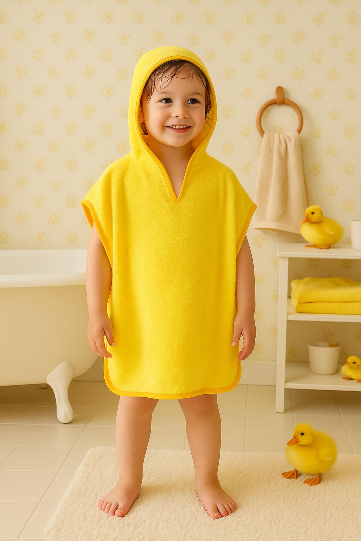 CottonVerse Havlu Panço – %100 Pamuk Kapüşonlu Sarı - Ender Home