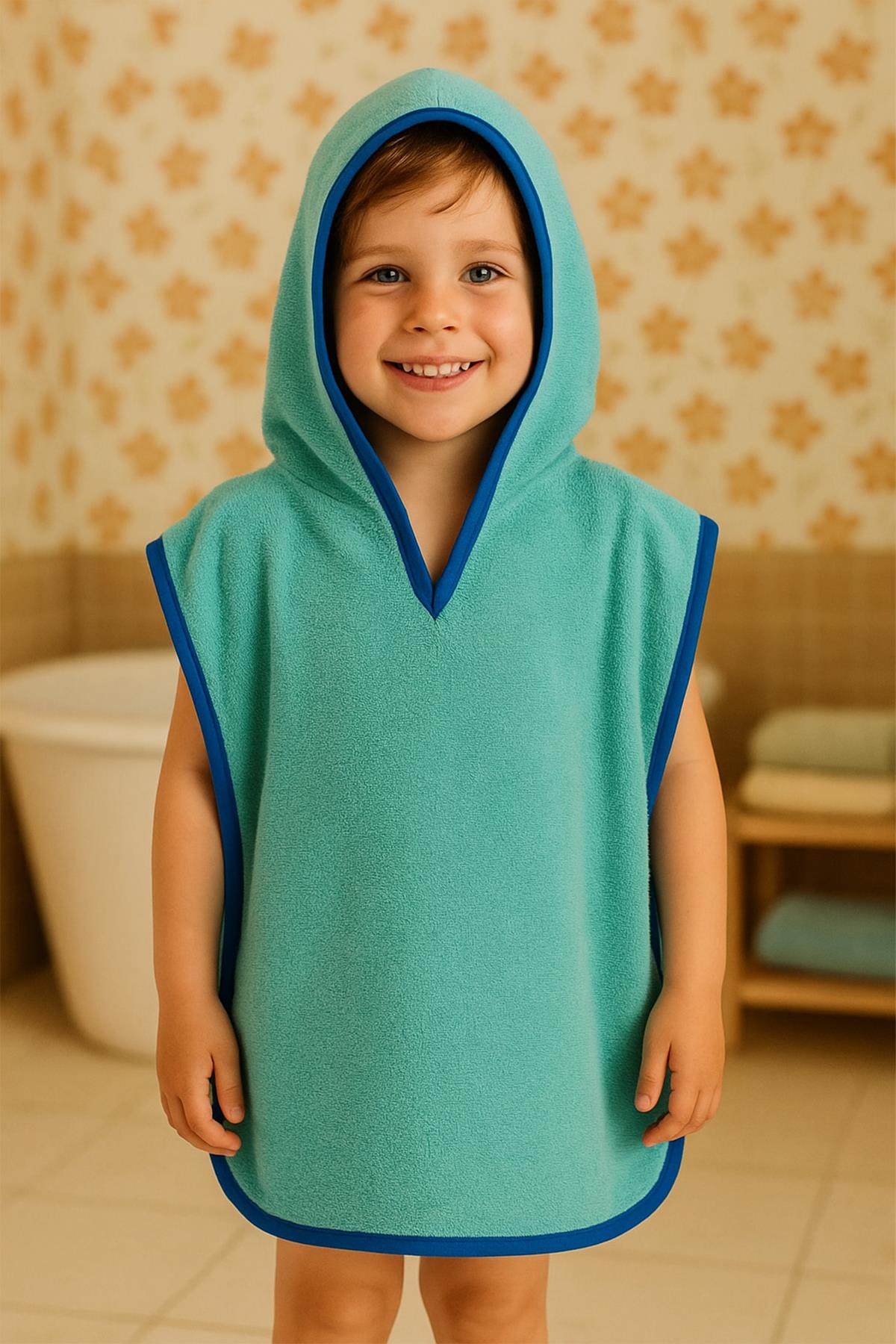 CottonVerse Havlu Panço – %100 Pamuk Kapüşonlu Su Yeşili - Ender Home