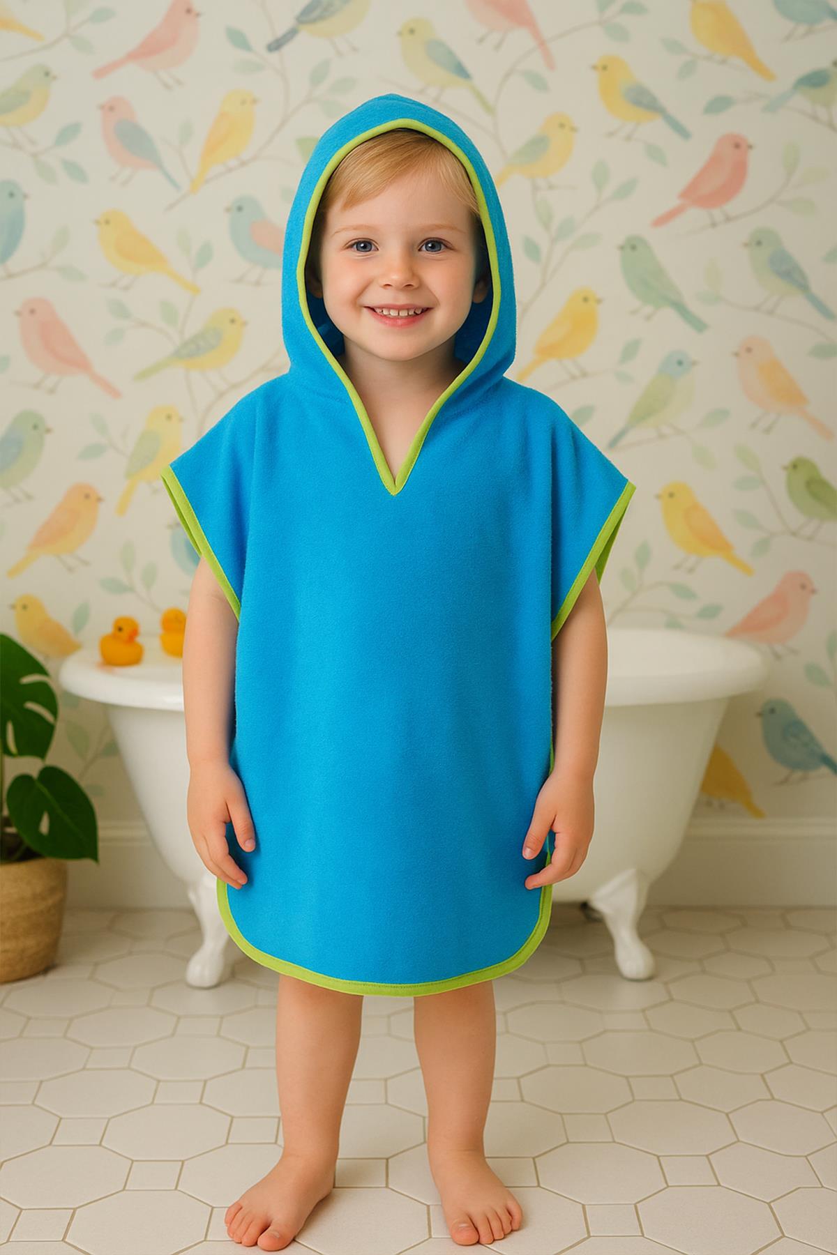 CottonVerse Havlu Panço – %100 Pamuk Kapüşonlu Turkuaz - Ender Home