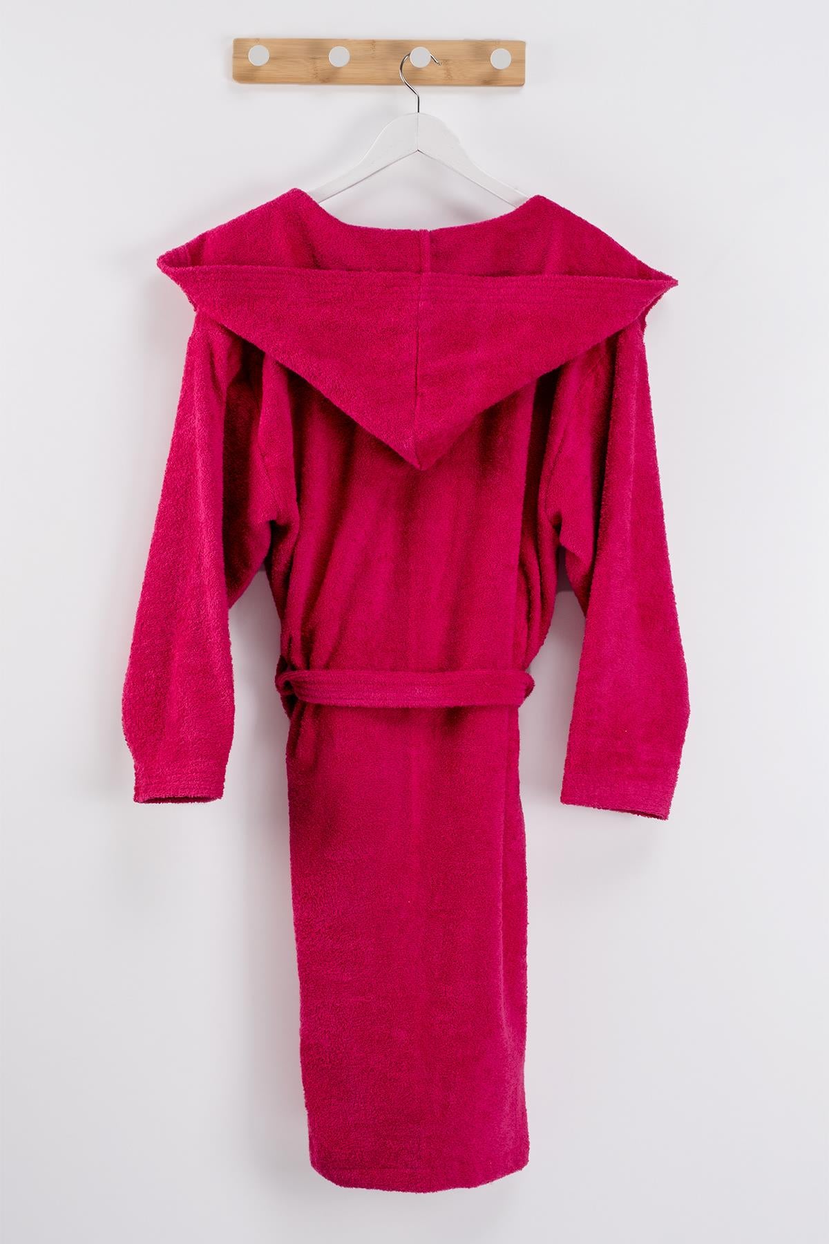 CottonVerse Kapüşonlu Bornoz – %100 Pamuk , Unisex Fuşya - Ender Home