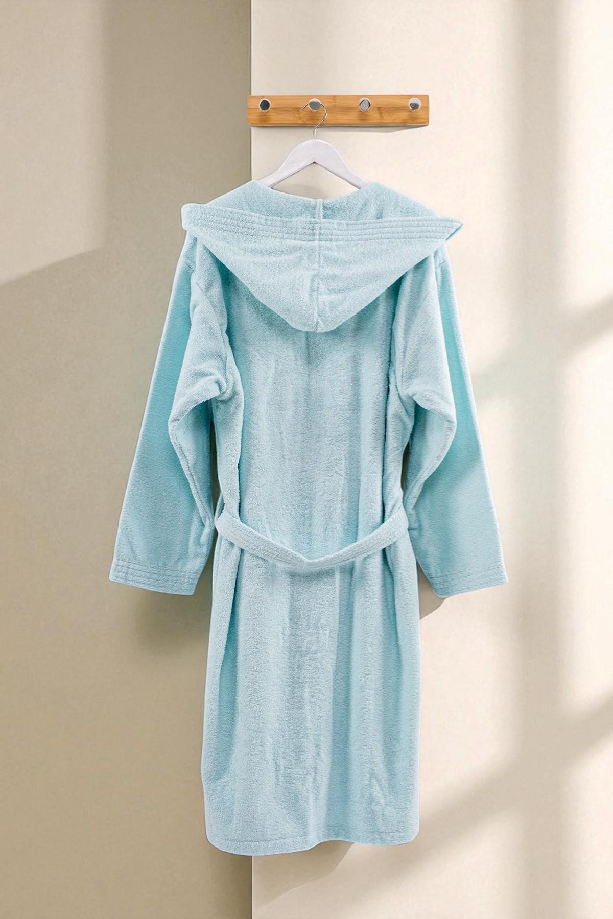 CottonVerse Kapüşonlu Bornoz – %100 Pamuk , Unisex Mint - Ender Home