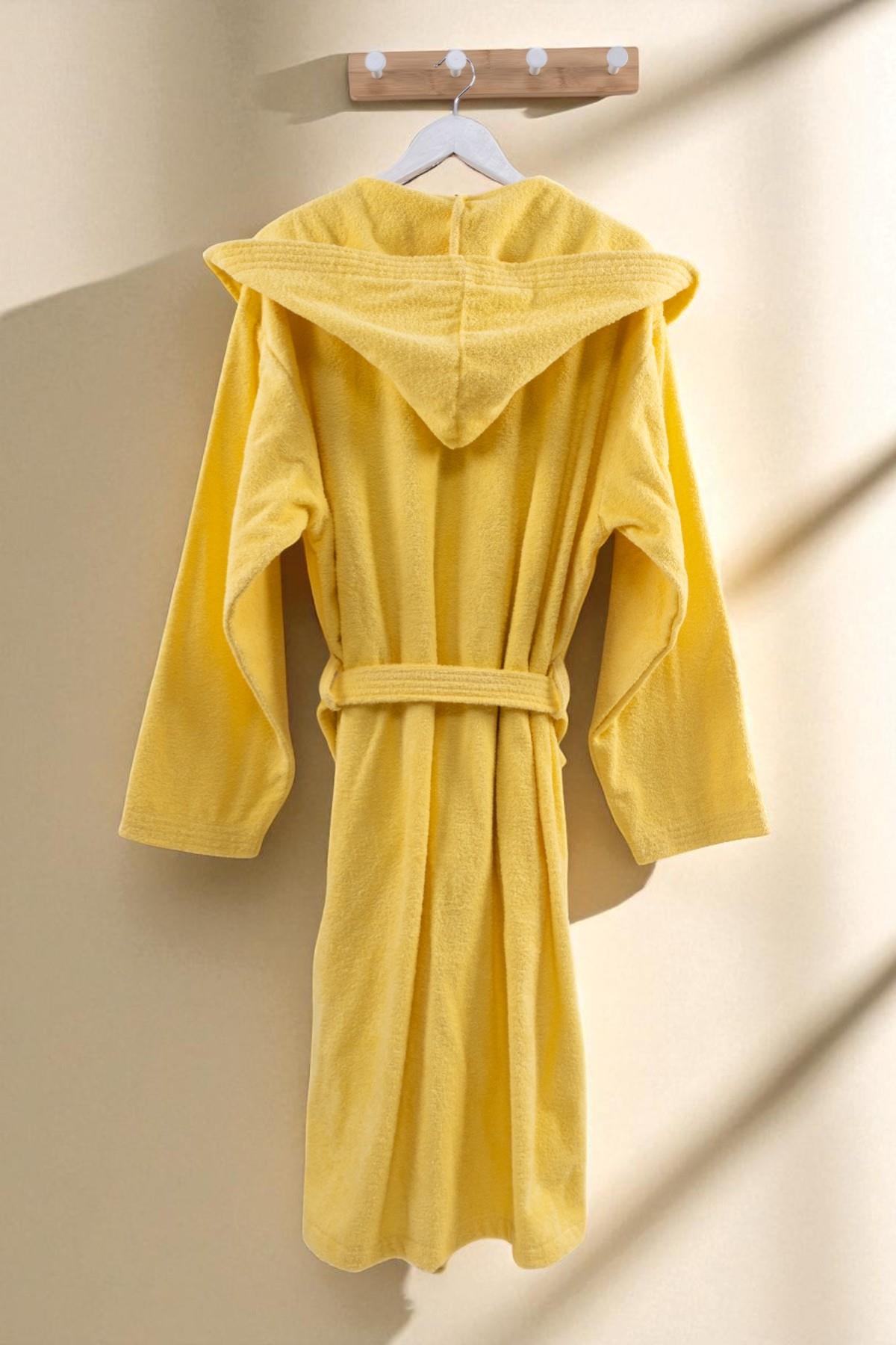 CottonVerse Kapüşonlu Bornoz – %100 Pamuk , Unisex Sarı - Ender Home