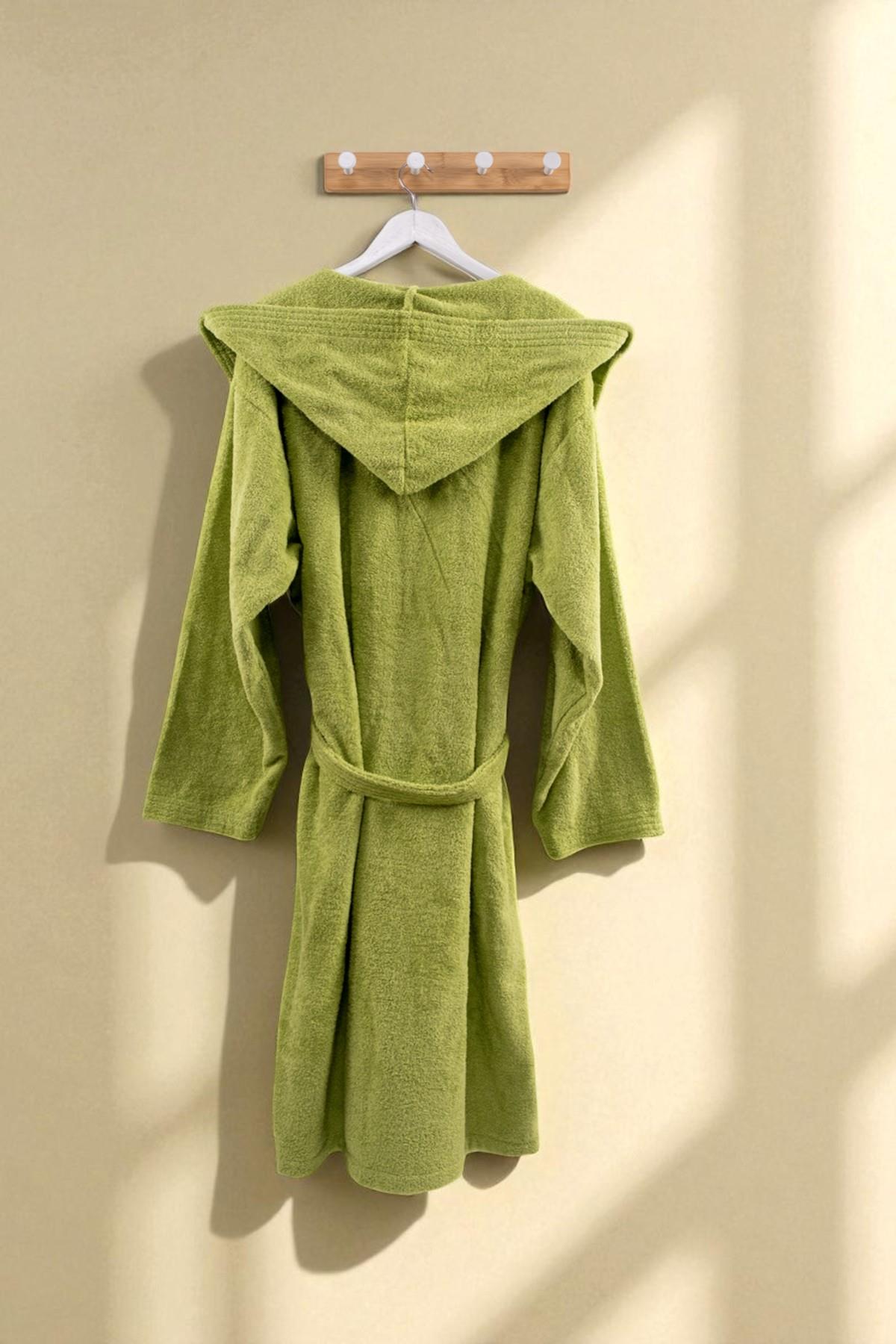 CottonVerse Kapüşonlu Bornoz – %100 Pamuk , Unisex Yeşil - Ender Home