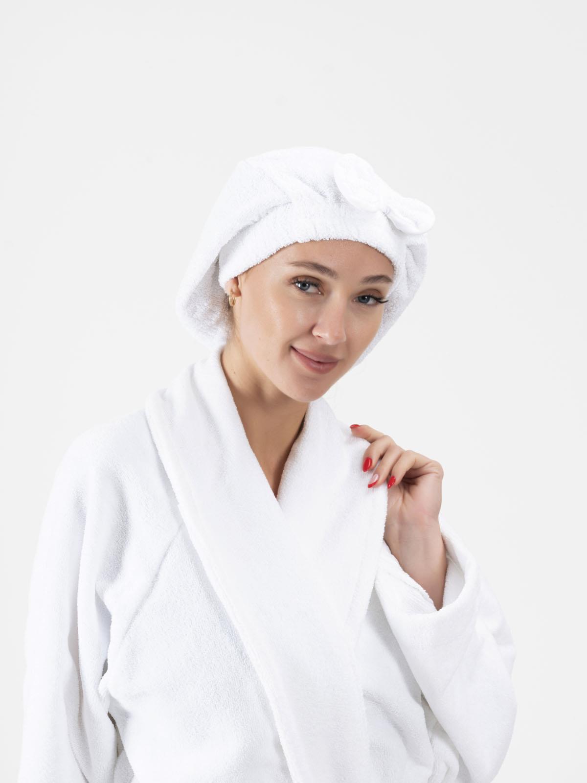 CottonVerse Saç Kurulama Bonesi – %100 Pamuk , Fiyonklu Beyaz - Ender Home