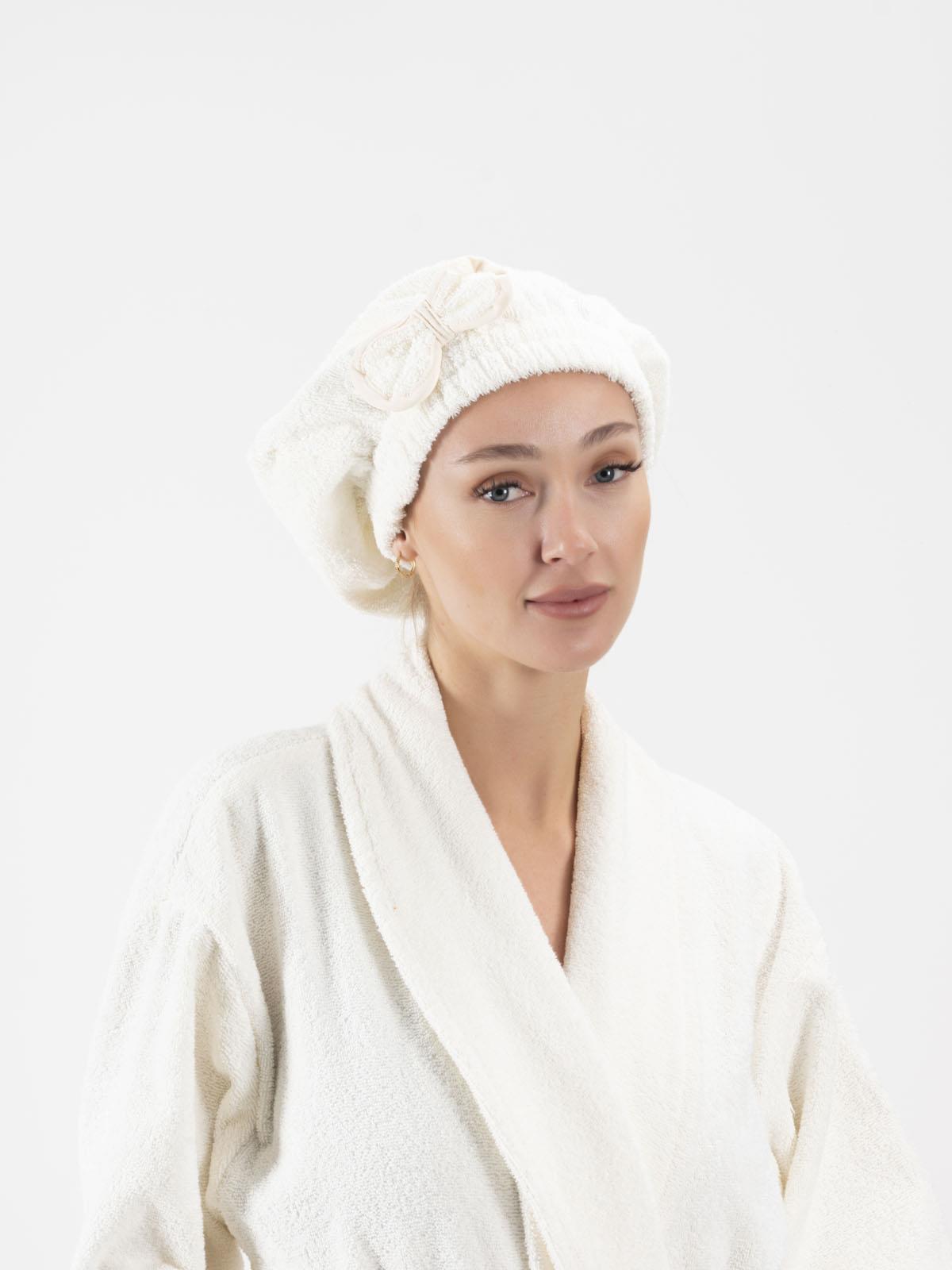 CottonVerse Saç Kurulama Bonesi – %100 Pamuk , Fiyonklu Ekru - Ender Home