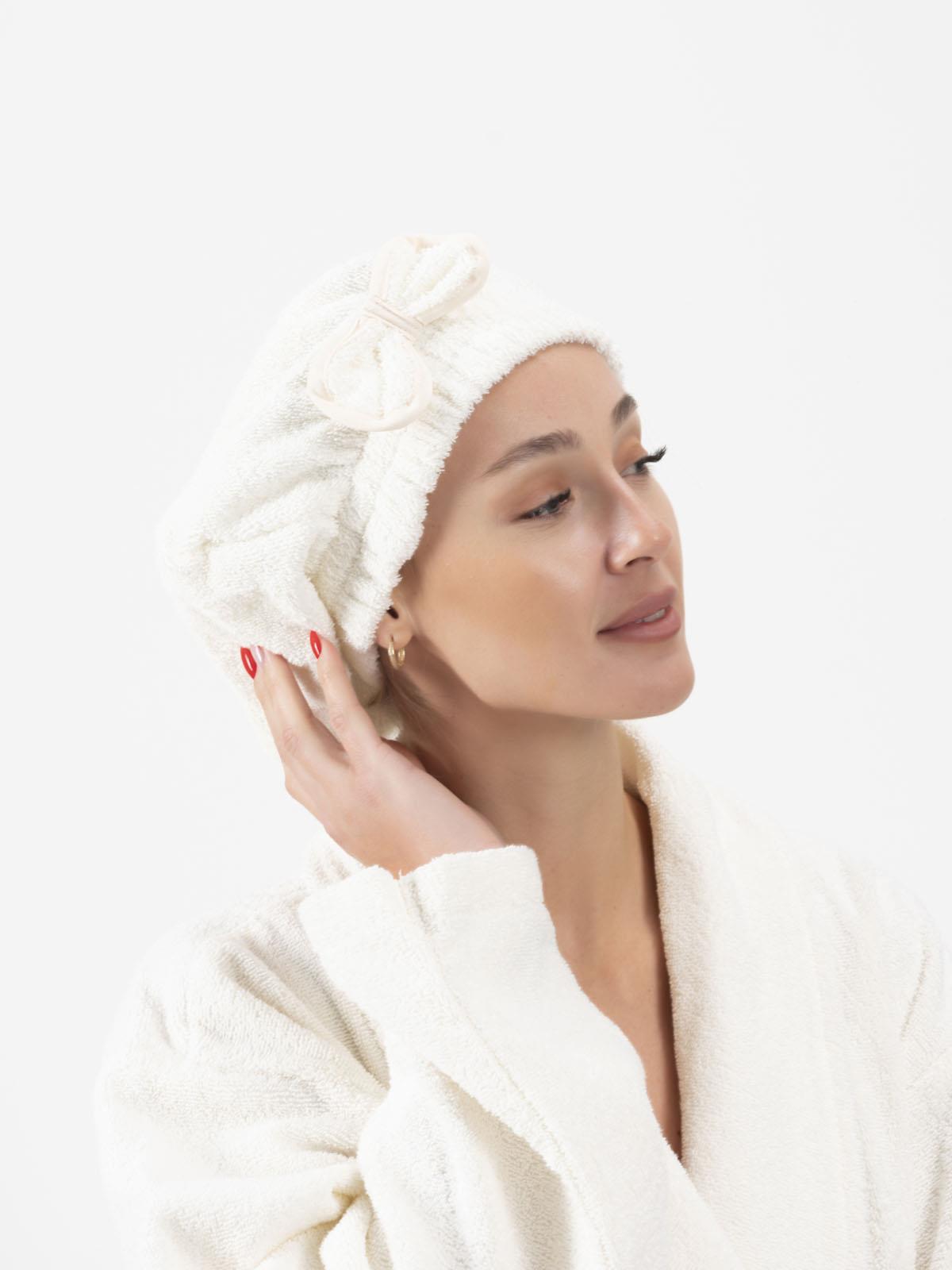 CottonVerse Saç Kurulama Bonesi – %100 Pamuk , Fiyonklu Ekru - Ender Home